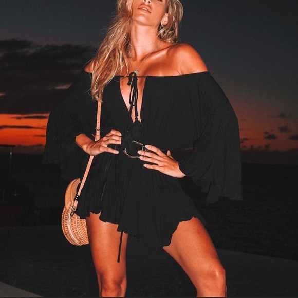 White Fox Boutique Marigold Yellow Tassel Tie Ruffle Romper Jumper - Picture 13 of 15